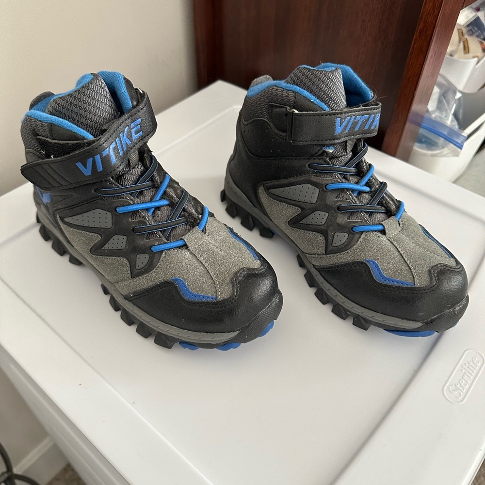 Kids hiking Black and Blue Sneakers- PRISTINE CONDITION.